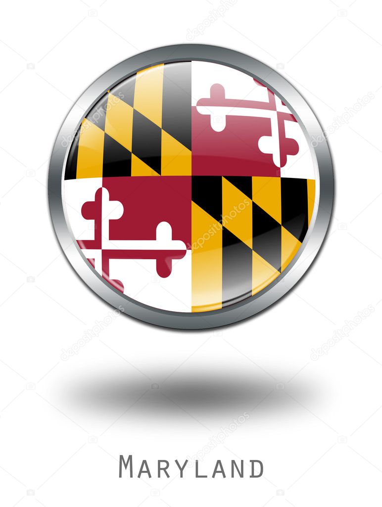 3D Maryland Flag button illustration on