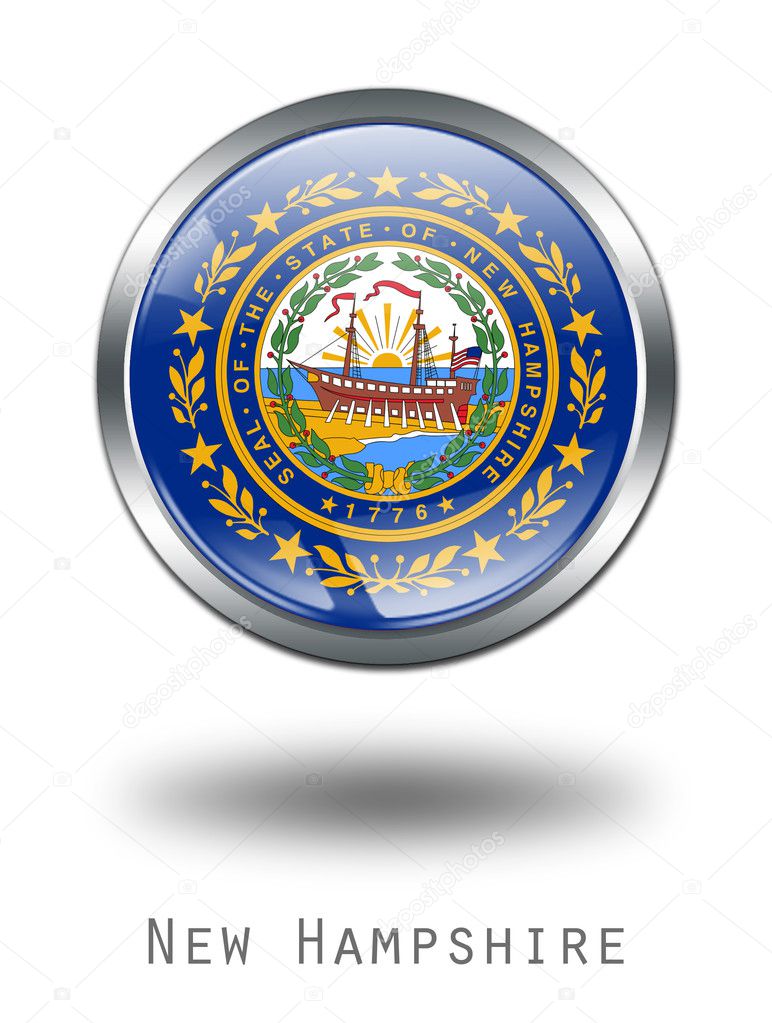 3D New Hampshire Flag button illustrati
