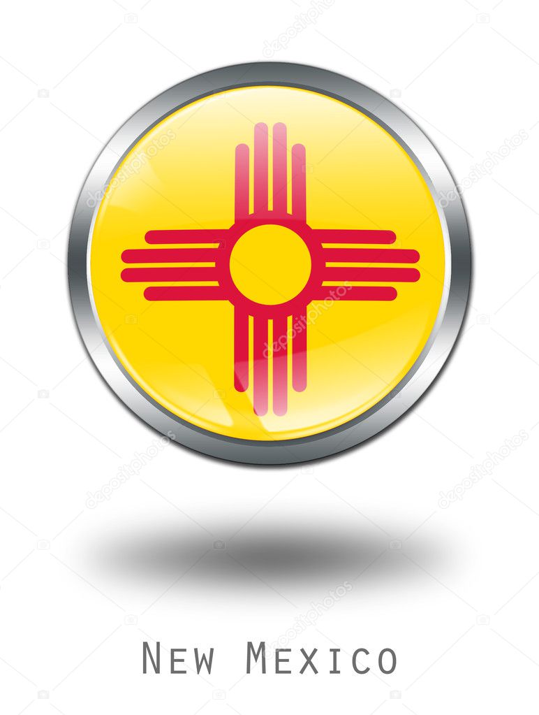 3D New Mexico Flag button illustration