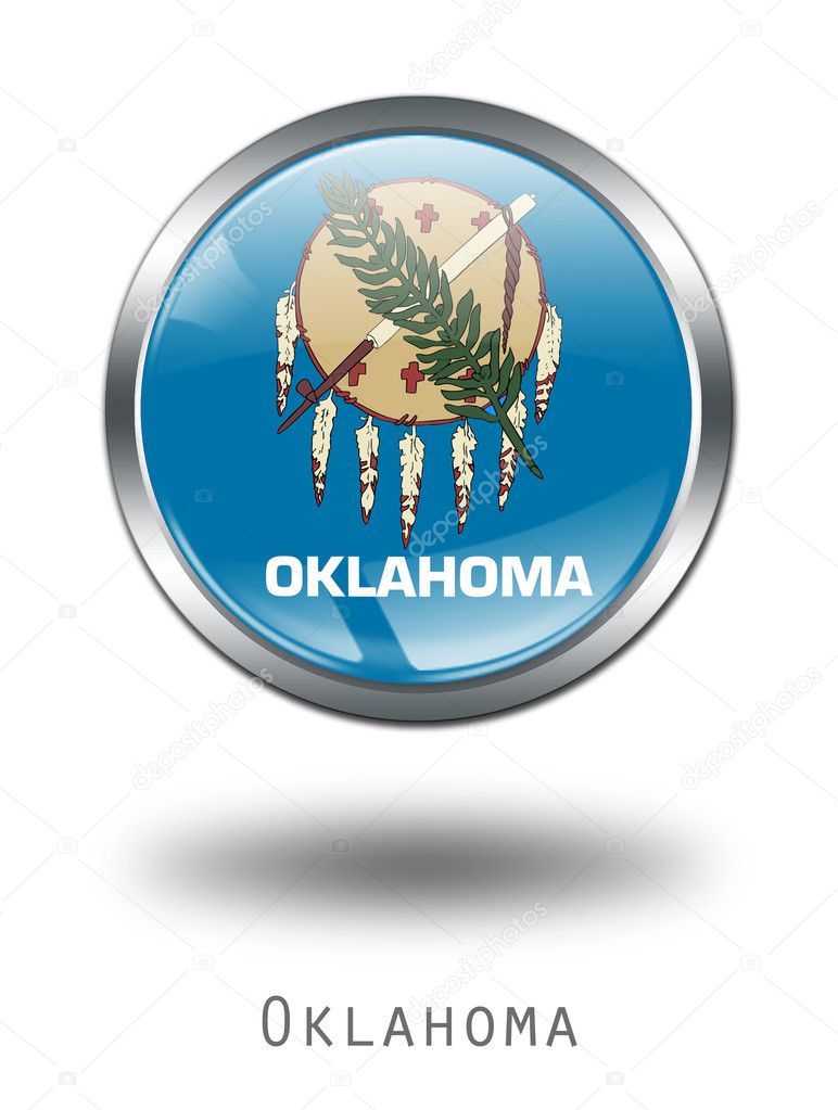 3D Oklahoma Flag button illustration on
