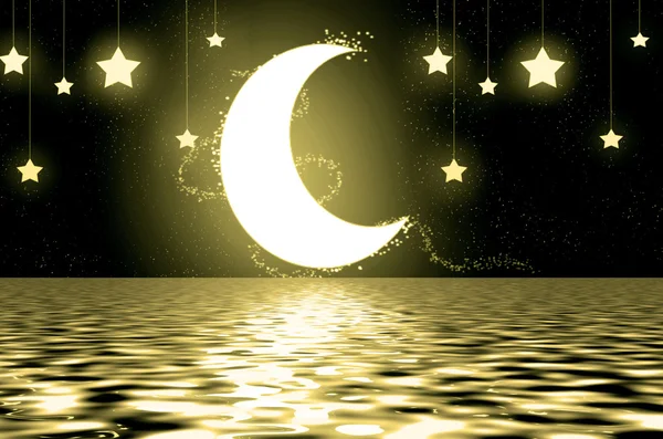 Луна и звезды Стоковое Фото
