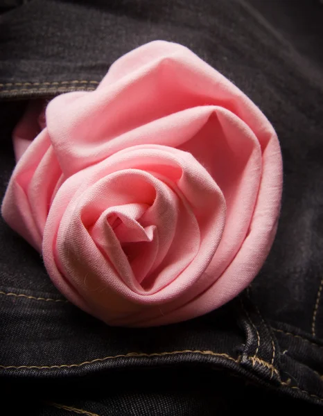 Red rose in jeans pocket — Stock Photo, Image