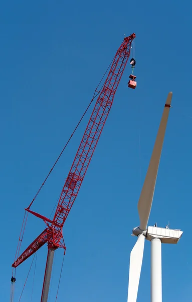 Windturbines in aanbouw Stockfoto
