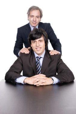 Business men portrait, father and son clipart