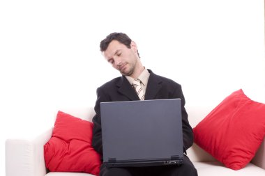 Business man sleeping on chouch clipart