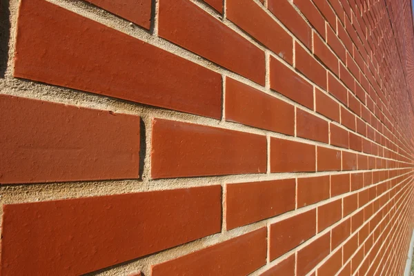 Mur de brique rouge en perspective — Photo