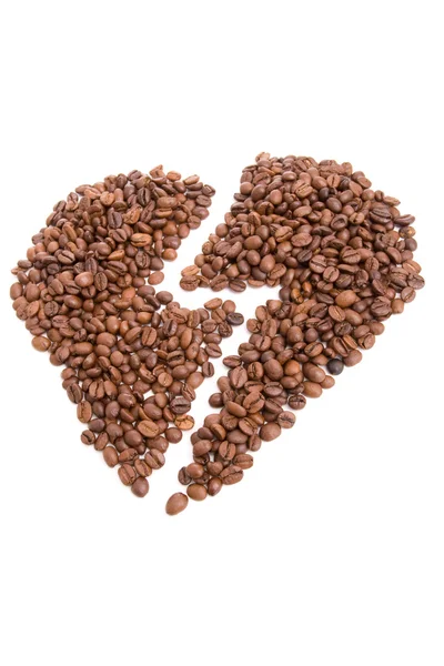 Broken heart made of coffee beans — Stock Photo, Image