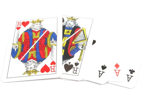 Cartões de Poker Fullhouse Aces over Kings — Fotografia de Stock