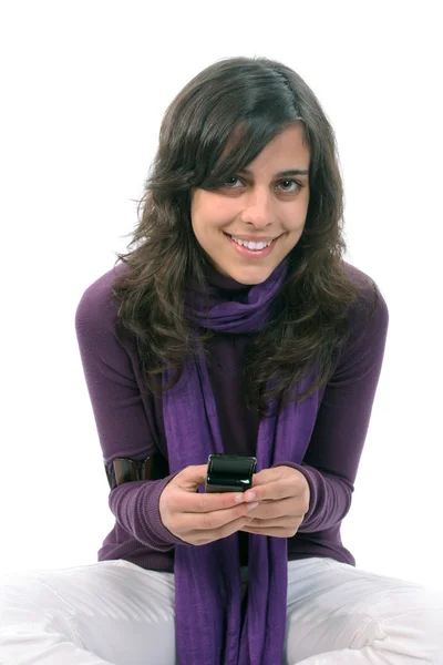 Schönes Mädchen telefoniert mit dem Handy — Stockfoto