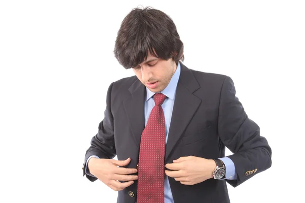 Hombre de negocios preocupado, por corbata sucia — Foto de Stock