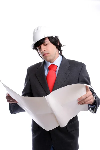 Young Engineer, reading a plan — Stock Photo, Image