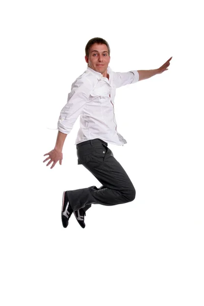 Young casual man jumping — Stock Photo, Image