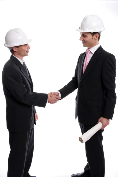 Young Engineers closing a deal — Stock Photo, Image