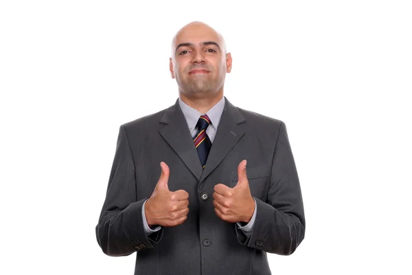 Щасливий бізнесмен показує великі пальці вгору — стокове фото