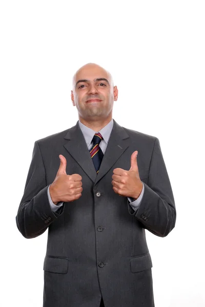 Young business man going thumbs up — Stock Photo, Image