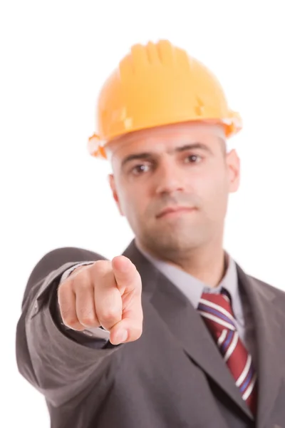 Mérnök, sárga kalapban — Stock Fotó