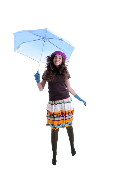 Giovane donna sotto un ombrello — Foto Stock