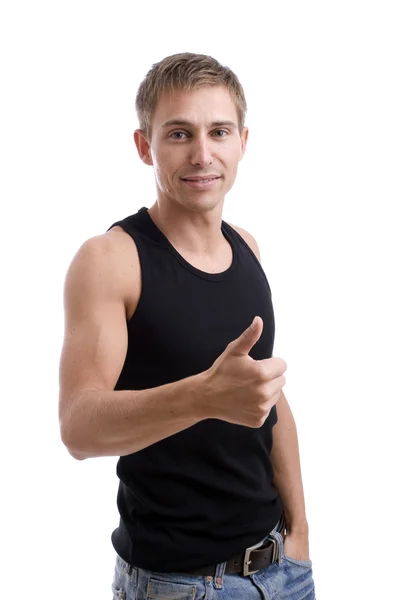 Happy man showing thumbs up — Stock Photo, Image