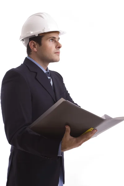 Young Engineer, reading a plan — Stock Photo, Image