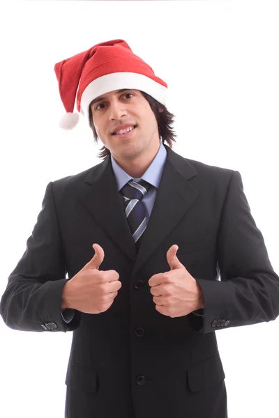 Geschäftsmann mit Weihnachtsmütze — Stockfoto