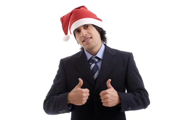Zakenman met kerst hoed — Stockfoto