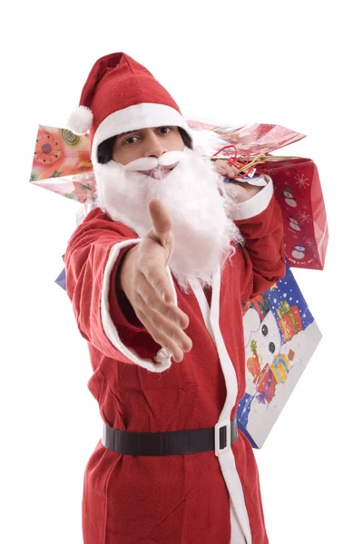 Mladý muž v kostýmu santa — Stock fotografie