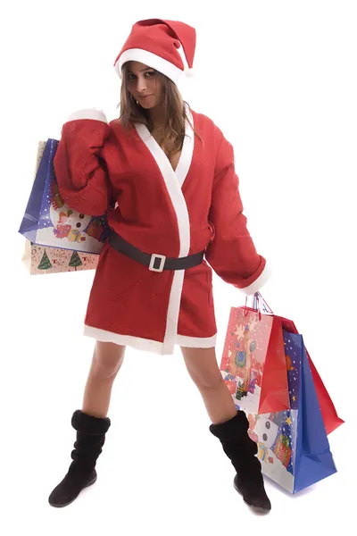 Santa dívka pózuje — Stock fotografie
