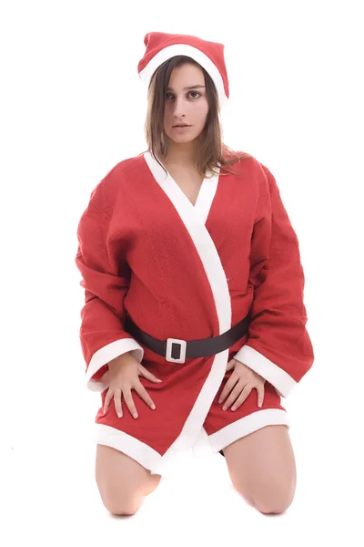 Santa dívka pózuje izolované — Stock fotografie