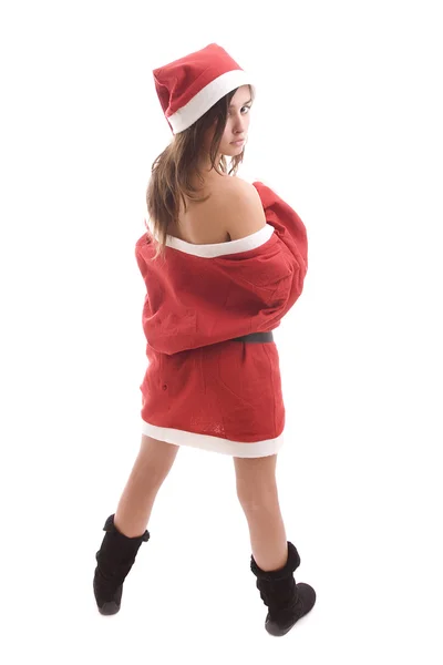 Santa dívka pózuje izolované — Stock fotografie