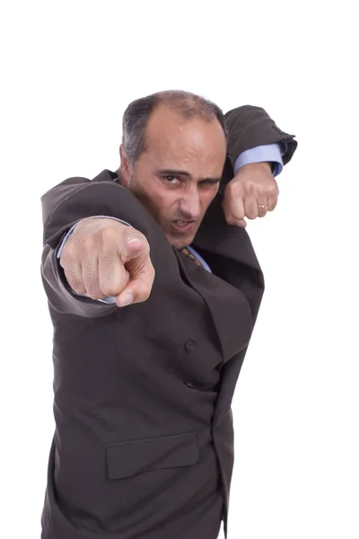 Mature business man pointing forward — Stock Photo, Image