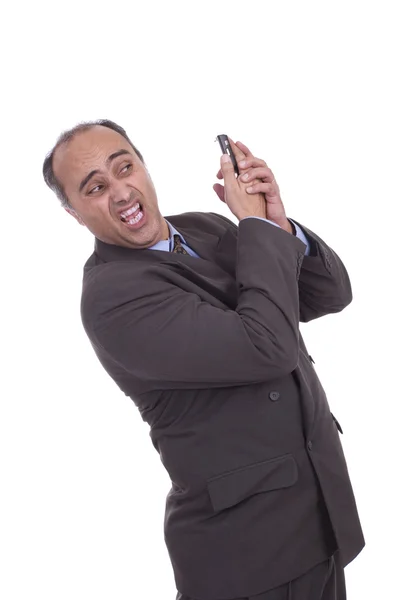 Hombre teniendo discusión en el teléfono celular — Foto de Stock