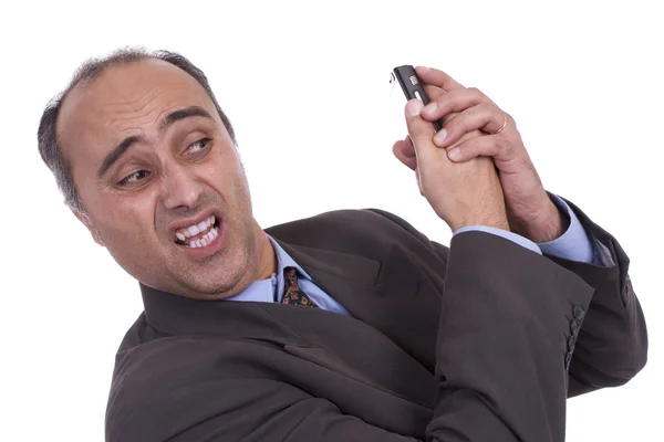 Homem tendo discussão no celular — Fotografia de Stock