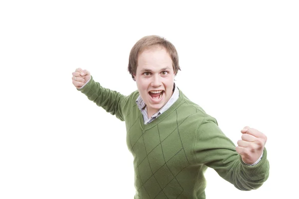 Very happy boy with arms raised — Stock Photo, Image