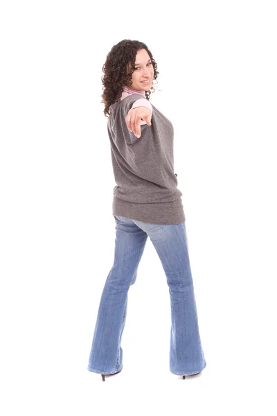 Mutlu bir kadın el hareketi — Stok fotoğraf
