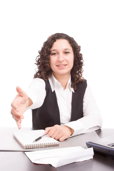 Biznes kobieta oferuje uścisk dłoni — Zdjęcie stockowe