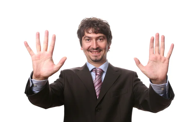 Business man with hands open — Stock Photo, Image