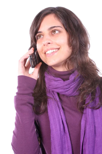 Gyönyörű lány hívás a mobiltelefon Stock Fotó