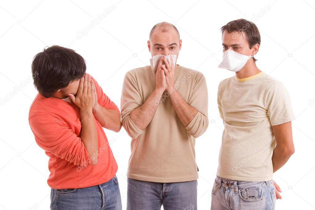 Casual men with flu