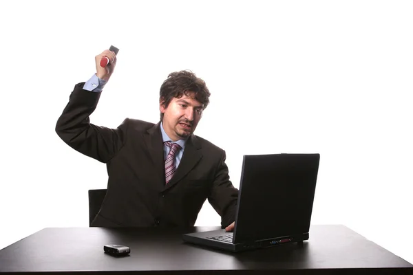 Fustrated businessman in his office — Stock Photo, Image