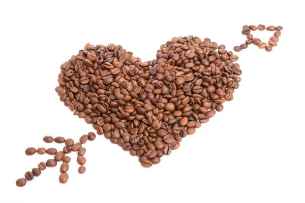 Heart made of coffee beans — Stock Photo, Image