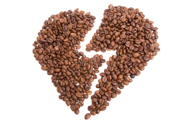 Coração feito de grãos de café — Fotografia de Stock