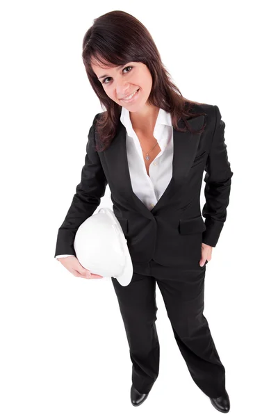Mujer de negocios sosteniendo un casco —  Fotos de Stock