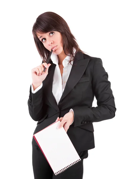 Business woman full of thoughts — Stock Photo, Image