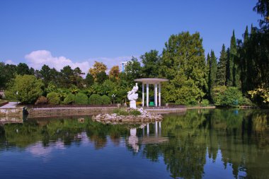 Pond in the Park Arboretum Sochi clipart