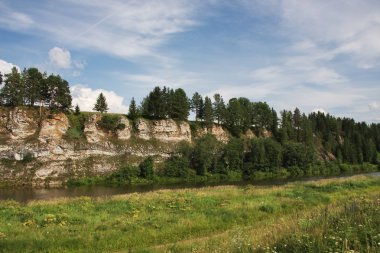 Beautiful rock in the river Chusovaya clipart