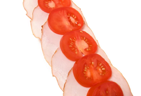 Sandwich deschis izolat pe alb — Fotografie, imagine de stoc