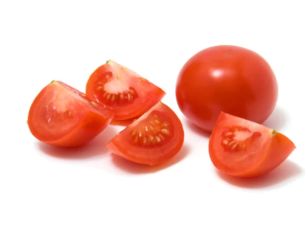 Plátky rajčat, izolované na bílém — Stock fotografie