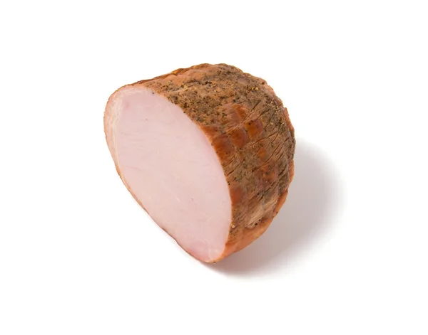 Gerookte ham geïsoleerd op witte achtergrond — Stockfoto