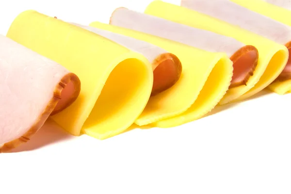 Beyaz izole et ve peynir dilimleri — Stok fotoğraf