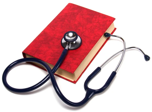 Stetoskop na červené knize — Stock fotografie